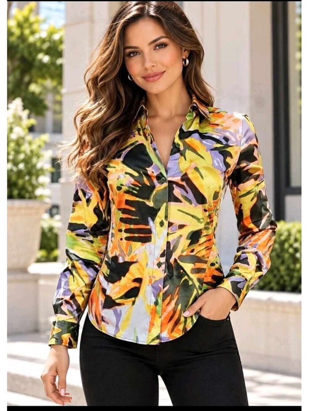 ETCETERA Women's Stretchy Size 0 Top vibrant, multi-color abstract NWT $235 #CC